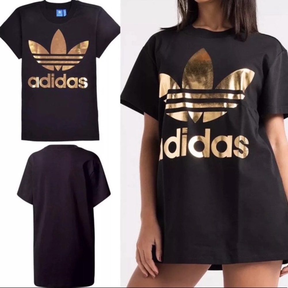 ⚡️NWOT Adidas Originals Gold Trefoil Oversided Tee - Picture 4 of 9